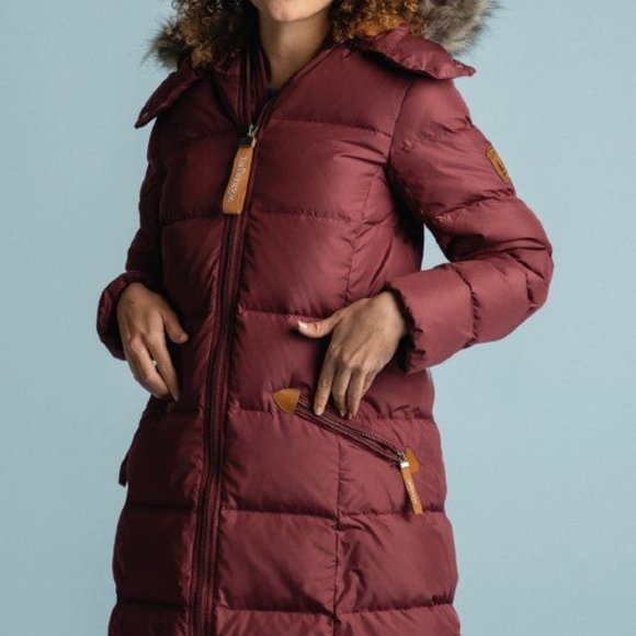 Wanakome Calypso Mulberry Long Down Parka Jacket - Picture 1 of 5